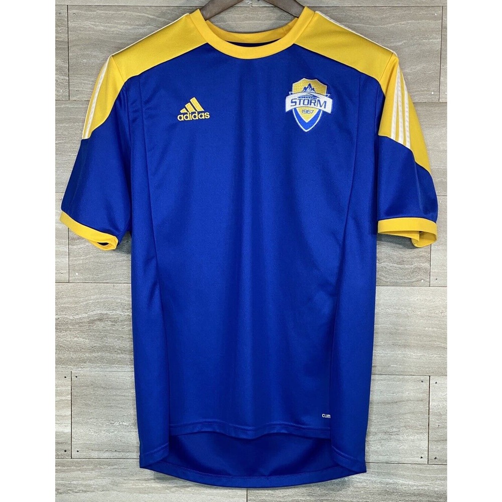 Adidas Colorado Storm Soccer Jersey Blue Yellow #38 Short Sleeve Mens L EUC